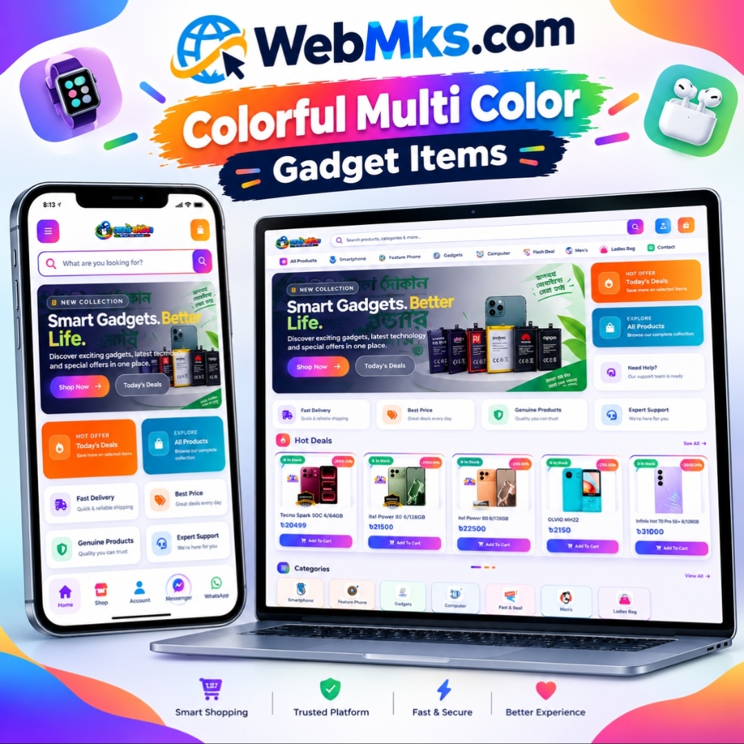 Multi colour gadget feeling full responsive laravel php Script